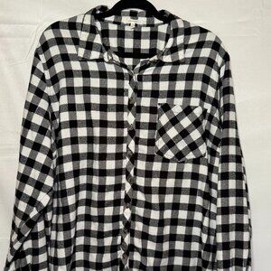 Maurice's Black & White Buffalo Plaid Button Up Plaid Women's Plus Size 2X